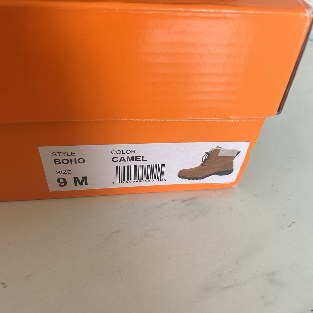 Sporto® Boho Ankle Boots Women's Suede Lace-Up Camel 9M Water-Resistant Side Zip - Picture 6 of 11